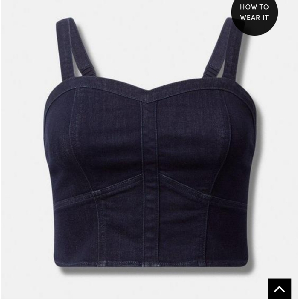🆕️ 3X CROPPED DARK DENIM CORSET TOP